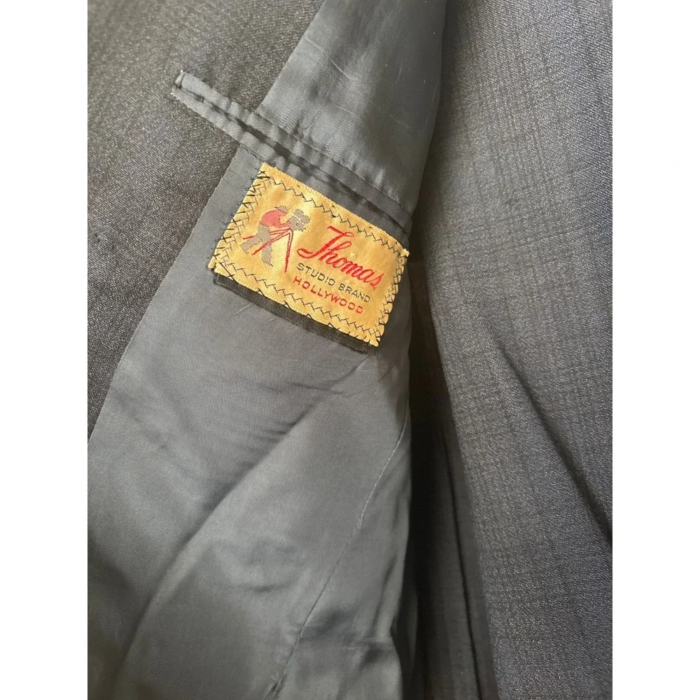 Vintage Thomas Studio Brand Hollywood Gray 2 Piece Light Suit Set Plaid Check